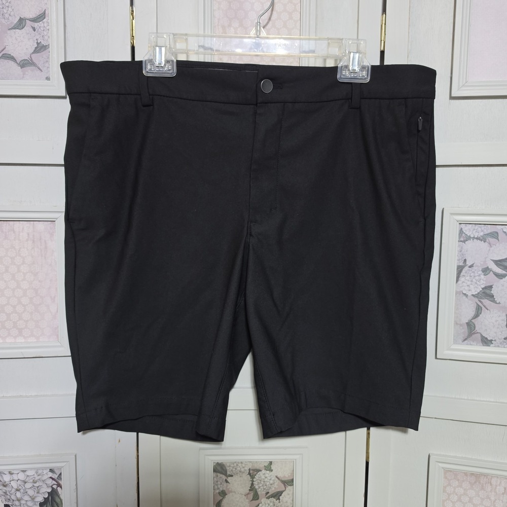 George Mens Performance Golf Shorts Navy Black Size 38 Flat Front Zipper Pocket